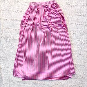 Vintage Gypsy Pier 1 Pink White Pinstripe Maxi Skirt XS/Small Cottagecore Preppy